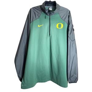 Nike Dri Fit Oregon Ducks XXL Green Yellow Black Football 1/4 Zip Jacket Shirt